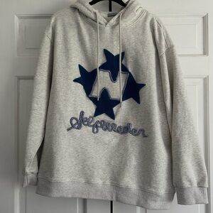 Worn Aelfric Eden Gray and Navy Star Hoodie- size xl